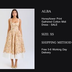House of CB ALBA Honeyflower Print Gathered Cotton Midi Dress